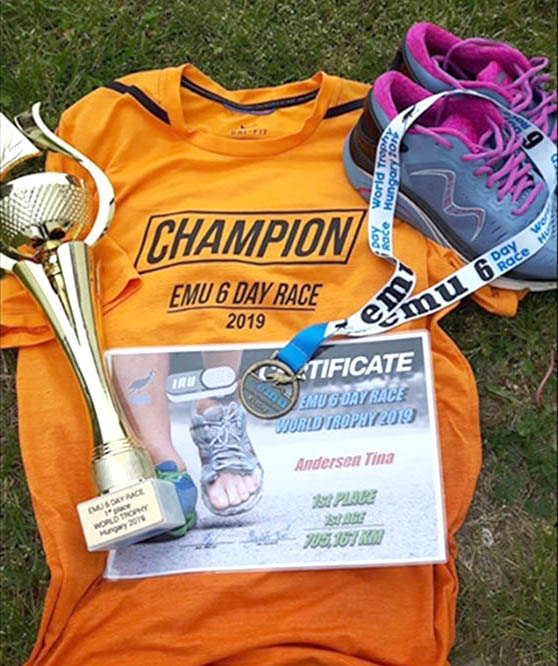 MBT sponsored Ultra-Marathoner TINA ANDERSEN wins GOLD